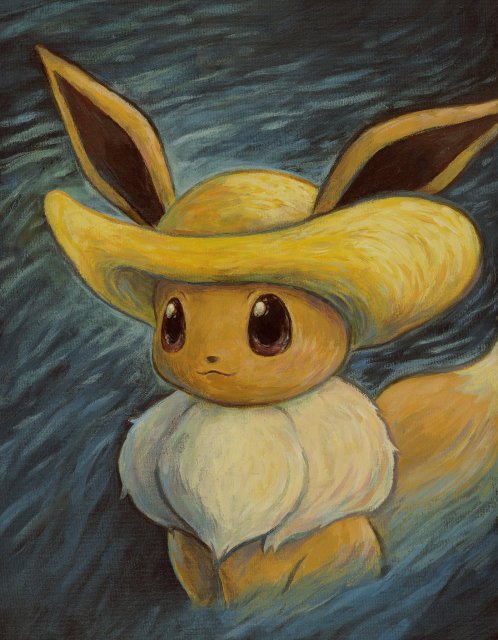 Eevee inspired by Self-Portrait with Straw Hat  - Pokmon x Vincent Van Gogh Museum