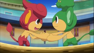Cilan & Chili, The Brother's Battle! Pansear VS Pansage!!