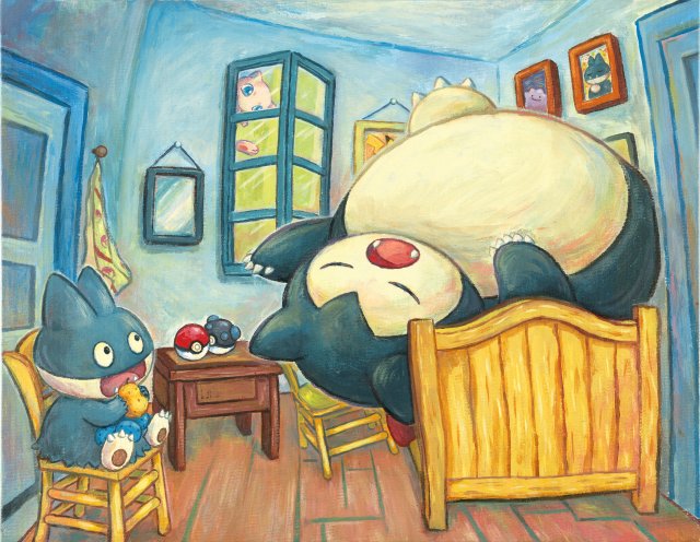 Munchlax & Snorlax inspired by The Bedroom - Pokémon x Vincent Van Gogh Museum