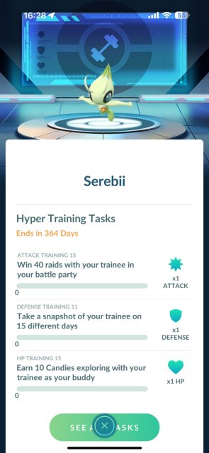 Hyper Training tasks in Pokmon GO