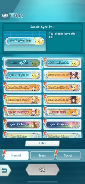 Titles in Pokémon Masters EX