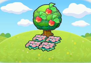 Tree-shaded flower bed