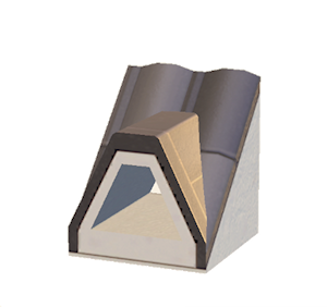 Beige Dormered brick roof