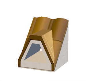 Yellow Dormered brick roof