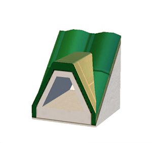 Green Dormered brick roof