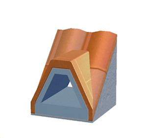 Cyan Dormered brick roof