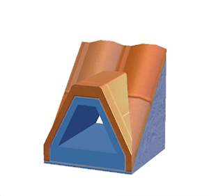 Blue Dormered brick roof