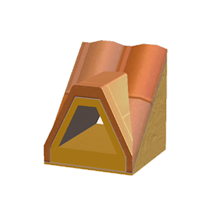Yellow Dormered brick roof
