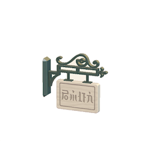 White Hanging sign