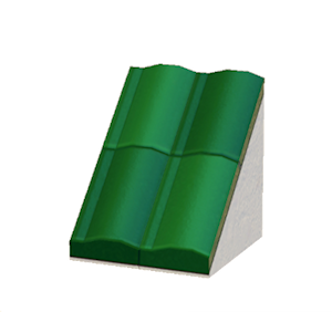 Green Pitched brick roof
