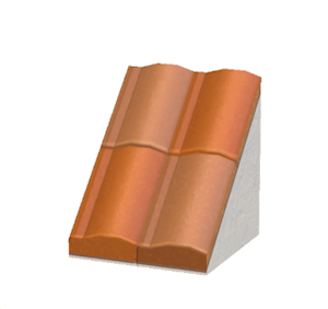 None Pitched brick roof