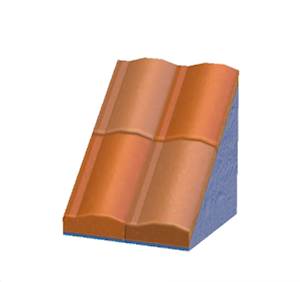 Blue Pitched brick roof