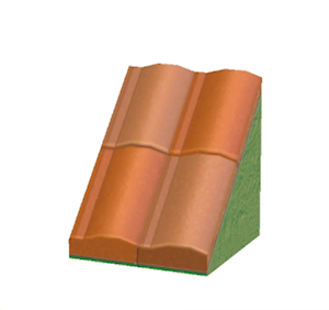 Green Pitched brick roof