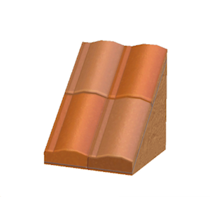 Orange Pitched brick roof