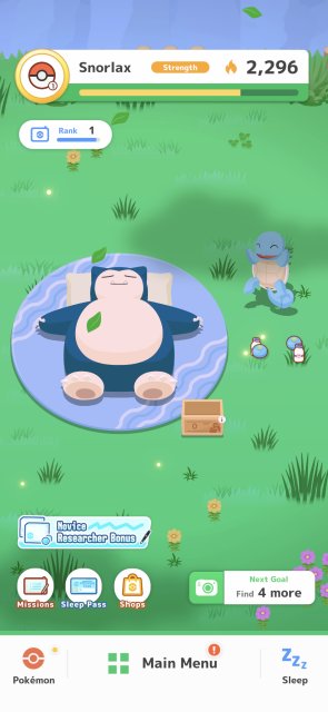 Pokmon Sleep - Squirtle finding some items for Snorlax