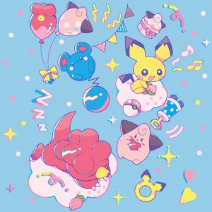 Pichu Cleffa Magby and Azurill Binders